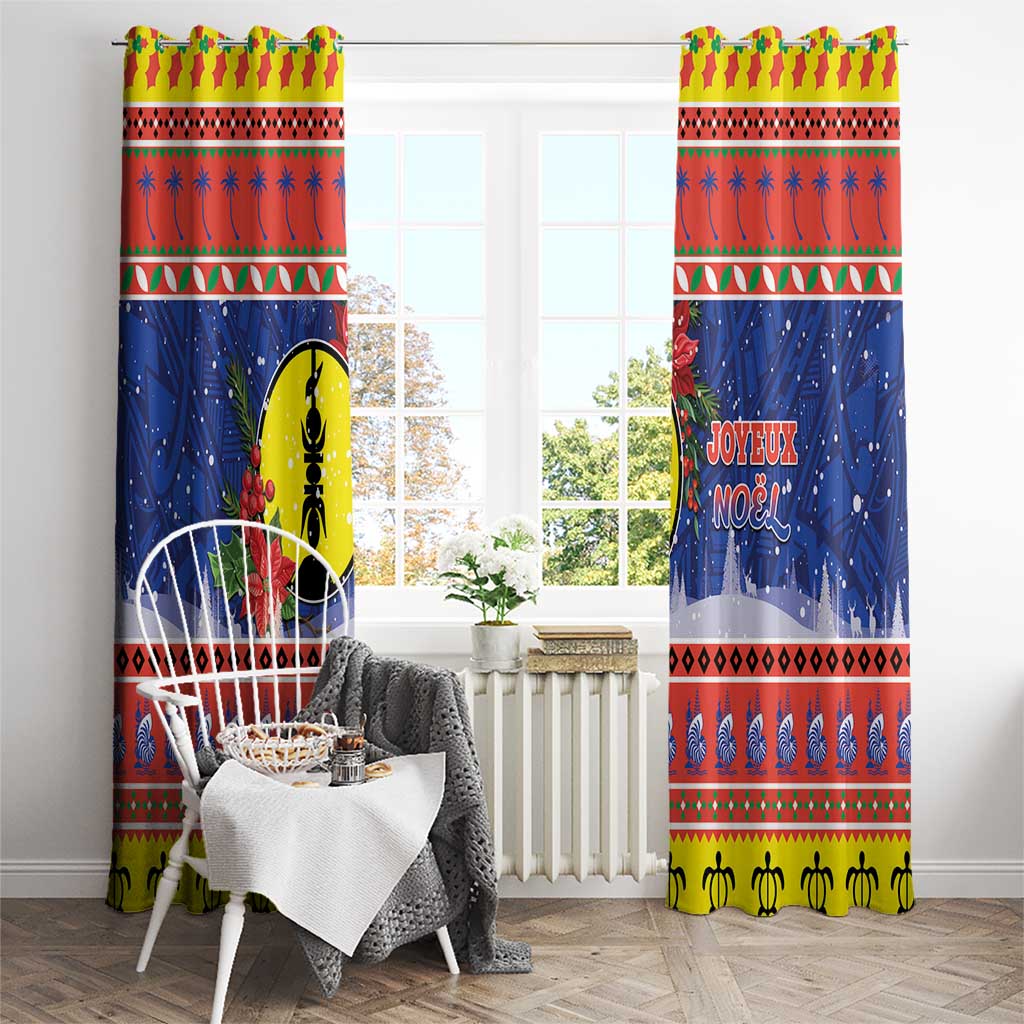 New Caledonia Christmas Window Curtain Kanaky Poinsettia Joyeux Noel LT05 - Polynesian Pride
