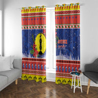 New Caledonia Christmas Window Curtain Kanaky Poinsettia Joyeux Noel LT05 With Grommets Red - Polynesian Pride