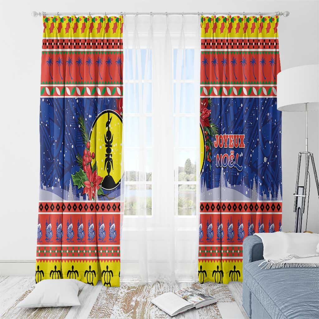 New Caledonia Christmas Window Curtain Kanaky Poinsettia Joyeux Noel LT05 - Polynesian Pride