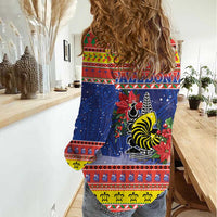 New Caledonia Christmas Women Casual Shirt Kanaky Poinsettia Joyeux Noel LT05 - Polynesian Pride