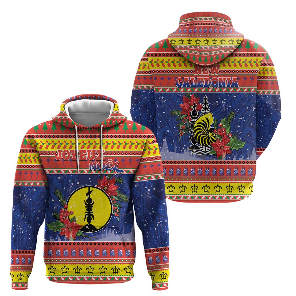 New Caledonia Christmas Zip Hoodie Kanaky Poinsettia Joyeux Noel LT05 - Polynesian Pride