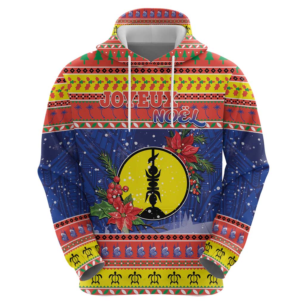 New Caledonia Christmas Zip Hoodie Kanaky Poinsettia Joyeux Noel LT05 - Polynesian Pride