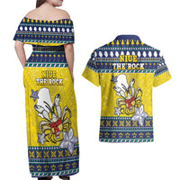 Niue The Rock Christmas Couples Matching Off Shoulder Maxi Dress and Hawaiian Shirt Niuean Crab Monuina E Kilisimasi LT05 - Polynesian Pride
