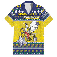 Niue The Rock Christmas Family Matching Off The Shoulder Long Sleeve Dress and Hawaiian Shirt Niuean Crab Monuina E Kilisimasi LT05 Dad's Shirt - Short Sleeve Blue - Polynesian Pride