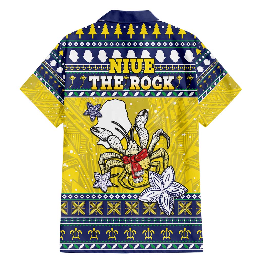 Niue The Rock Christmas Family Matching Off Shoulder Maxi Dress and Hawaiian Shirt Niuean Crab Monuina E Kilisimasi LT05 - Polynesian Pride