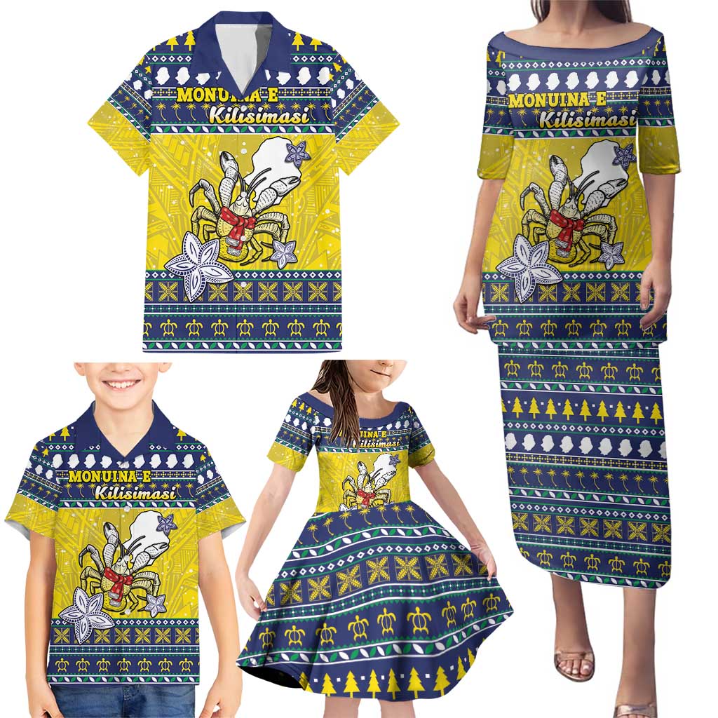 Niue The Rock Christmas Family Matching Puletasi and Hawaiian Shirt Niuean Crab Monuina E Kilisimasi LT05 - Polynesian Pride