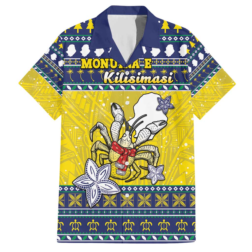 Niue The Rock Christmas Family Matching Short Sleeve Bodycon Dress and Hawaiian Shirt Niuean Crab Monuina E Kilisimasi LT05 Dad's Shirt - Short Sleeve Blue - Polynesian Pride