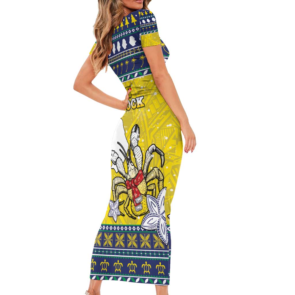 Niue The Rock Christmas Family Matching Short Sleeve Bodycon Dress and Hawaiian Shirt Niuean Crab Monuina E Kilisimasi LT05 - Polynesian Pride