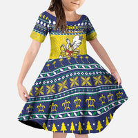 Niue The Rock Christmas Family Matching Tank Maxi Dress and Hawaiian Shirt Niuean Crab Monuina E Kilisimasi LT05 Daughter's Dress Blue - Polynesian Pride