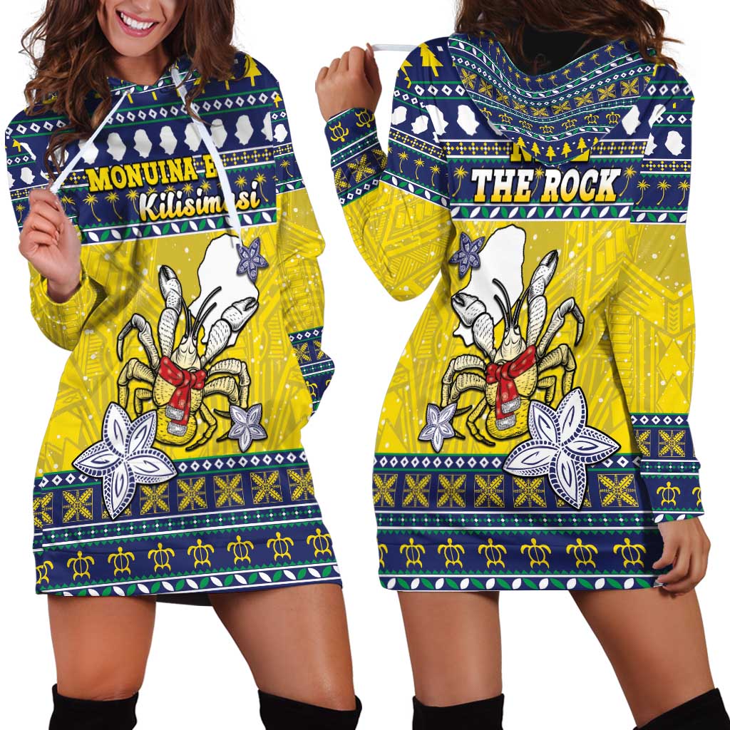 Niue The Rock Christmas Hoodie Dress Niuean Crab Monuina E Kilisimasi LT05 - Polynesian Pride