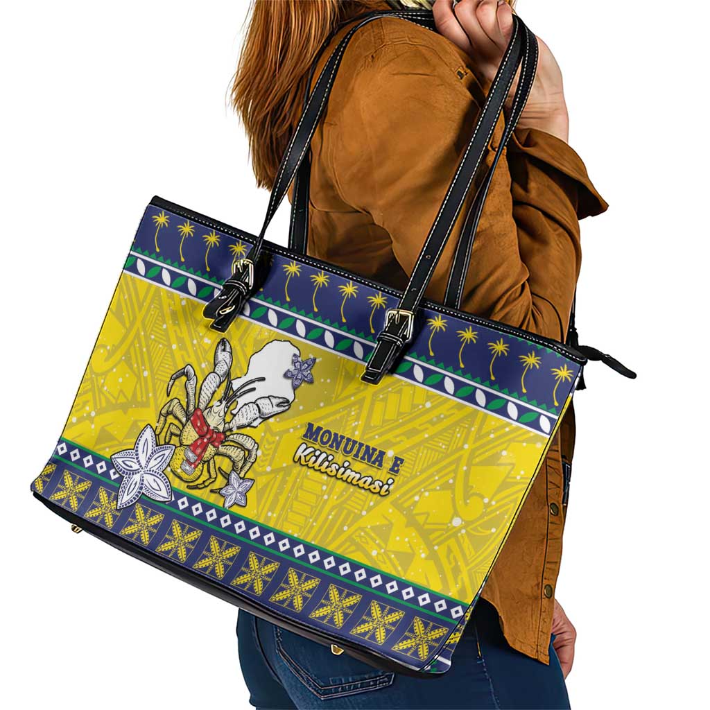 Niue The Rock Christmas Leather Tote Bag Niuean Crab Monuina E Kilisimasi