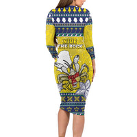 Niue The Rock Christmas Long Sleeve Bodycon Dress Niuean Crab Monuina E Kilisimasi LT05 - Polynesian Pride