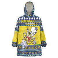Niue The Rock Christmas Wearable Blanket Hoodie Niuean Crab Monuina E Kilisimasi LT05 One Size Blue - Polynesian Pride