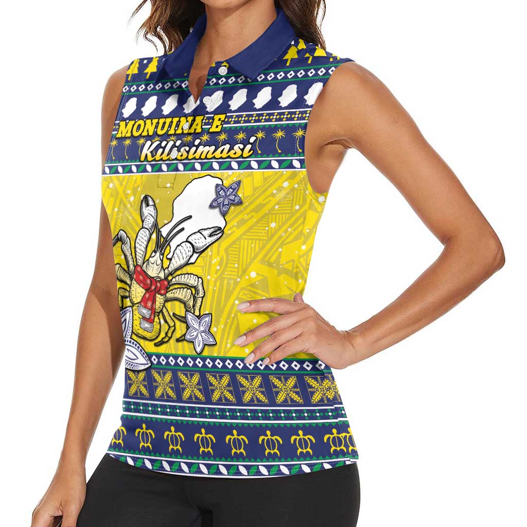 Niue The Rock Christmas Women Sleeveless Polo Shirt Niuean Crab Monuina E Kilisimasi LT05 - Polynesian Pride