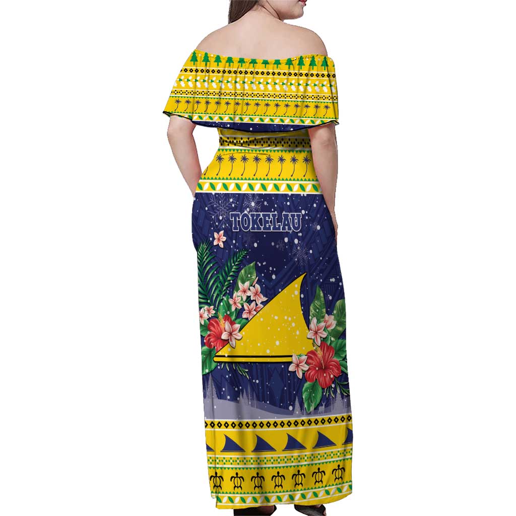 Tokelau Christmas Family Matching Off Shoulder Maxi Dress and Hawaiian Shirt Tokelauan Badge Manuia Te Kilihimahi LT05 - Polynesian Pride