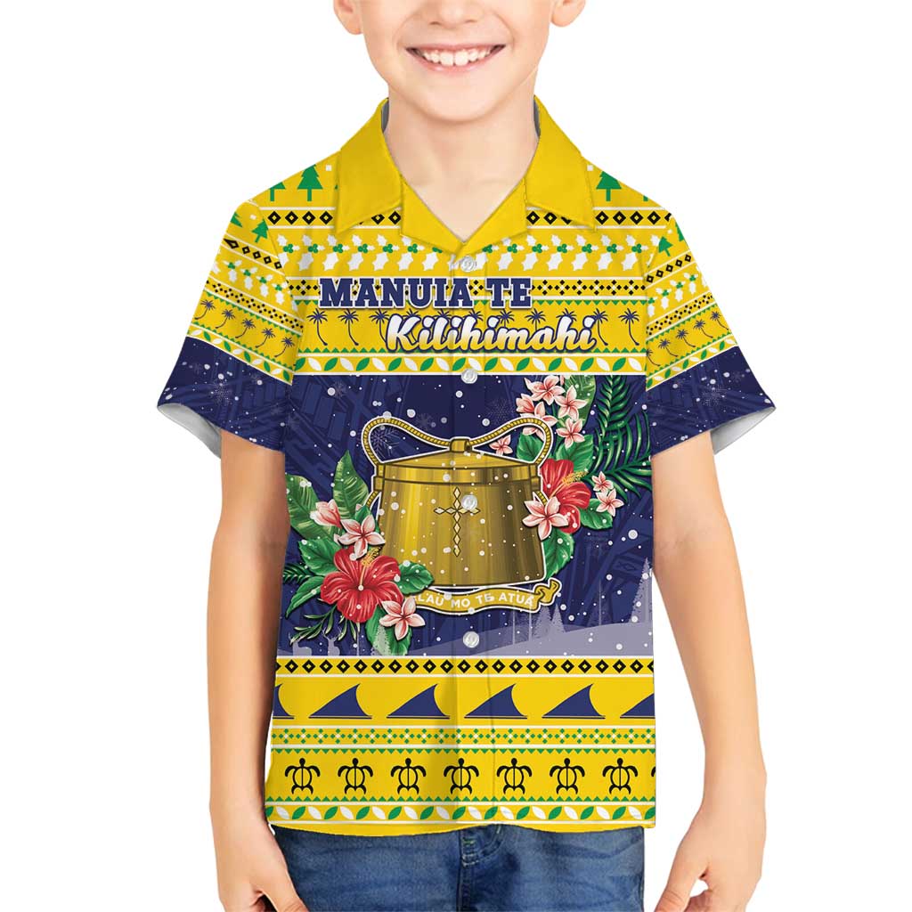 Tokelau Christmas Family Matching Off Shoulder Short Dress and Hawaiian Shirt Tokelauan Badge Manuia Te Kilihimahi