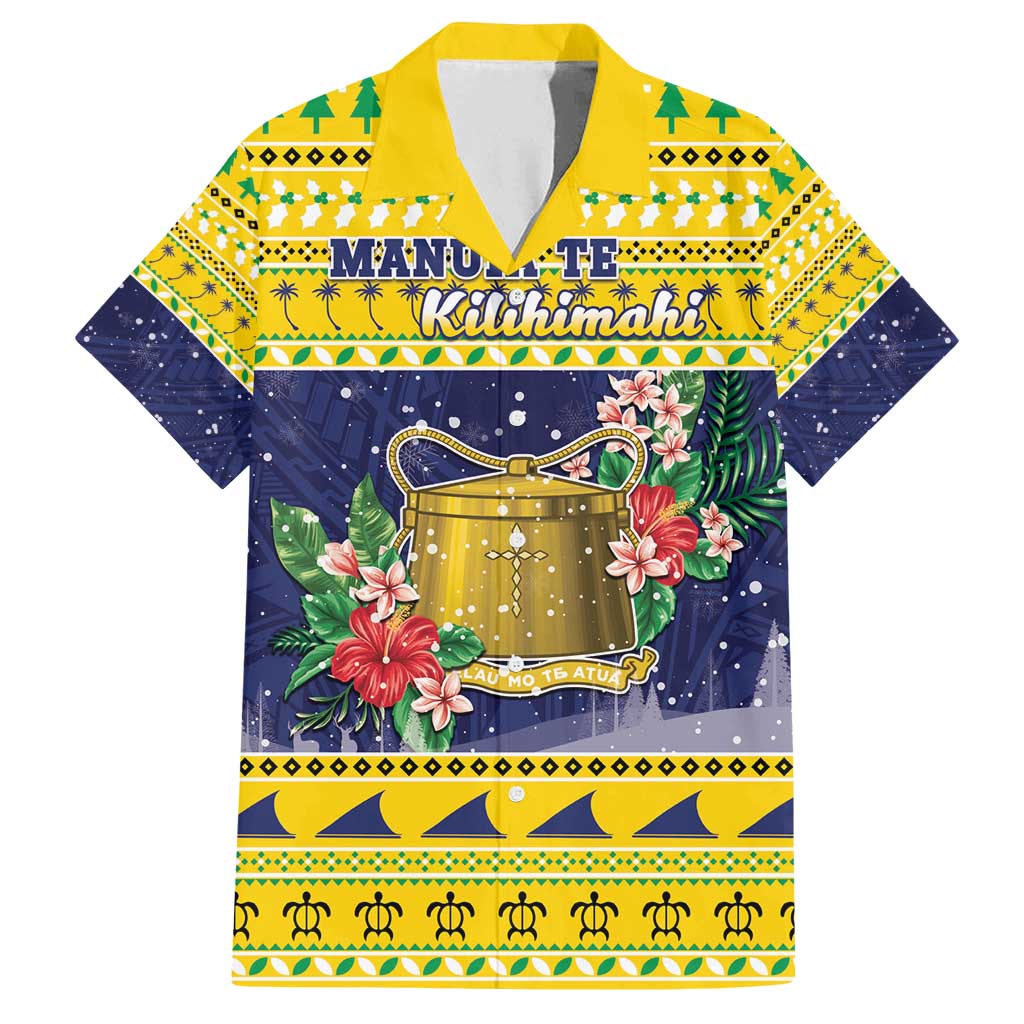 Tokelau Christmas Family Matching Puletasi and Hawaiian Shirt Tokelauan Badge Manuia Te Kilihimahi LT05 Dad's Shirt - Short Sleeve Yellow - Polynesian Pride