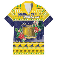Tokelau Christmas Family Matching Puletasi and Hawaiian Shirt Tokelauan Badge Manuia Te Kilihimahi LT05 Dad's Shirt - Short Sleeve Yellow - Polynesian Pride