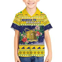 Tokelau Christmas Family Matching Puletasi and Hawaiian Shirt Tokelauan Badge Manuia Te Kilihimahi LT05 Son's Shirt Yellow - Polynesian Pride