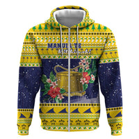 Tokelau Christmas Hoodie Tokelauan Badge Manuia Te Kilihimahi LT05 Zip Hoodie Yellow - Polynesian Pride