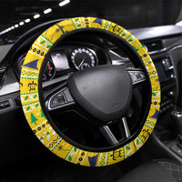 Tokelau Christmas Steering Wheel Cover Tokelauan Badge Manuia Te Kilihimahi LT05 Universal Fit Yellow - Polynesian Pride