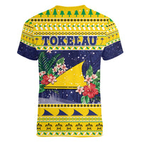 Tokelau Christmas Women V-Neck T-Shirt Tokelauan Badge Manuia Te Kilihimahi LT05 - Polynesian Pride