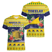 Tokelau Christmas Women V-Neck T-Shirt Tokelauan Badge Manuia Te Kilihimahi LT05 - Polynesian Pride
