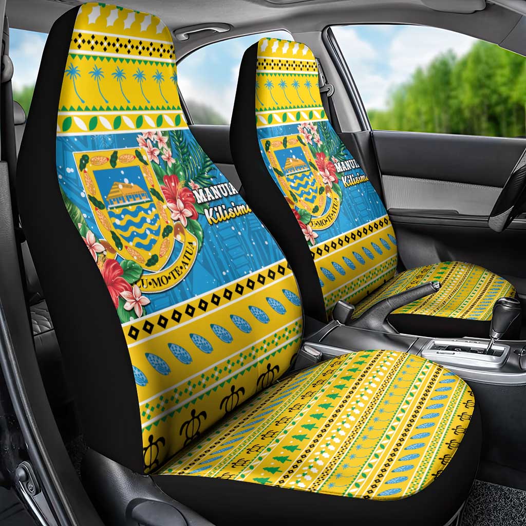 Tuvalu Christmas Car Seat Cover Coat Of Arms Manuia Te Kilisimasi LT05 - Polynesian Pride