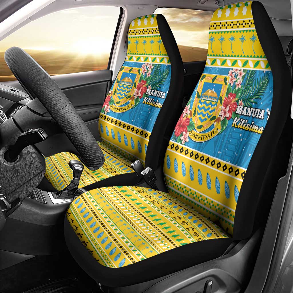 Tuvalu Christmas Car Seat Cover Coat Of Arms Manuia Te Kilisimasi LT05 - Polynesian Pride