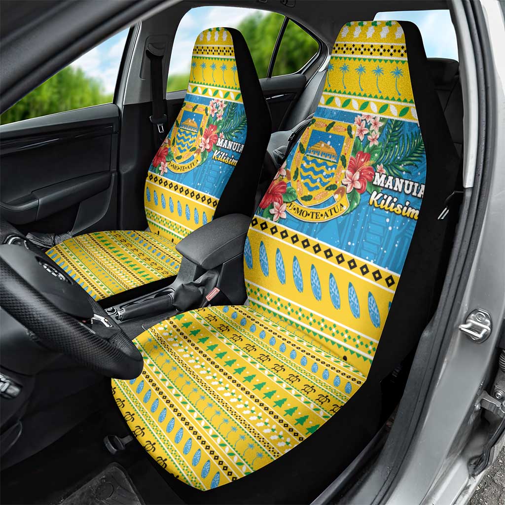 Tuvalu Christmas Car Seat Cover Coat Of Arms Manuia Te Kilisimasi LT05 - Polynesian Pride