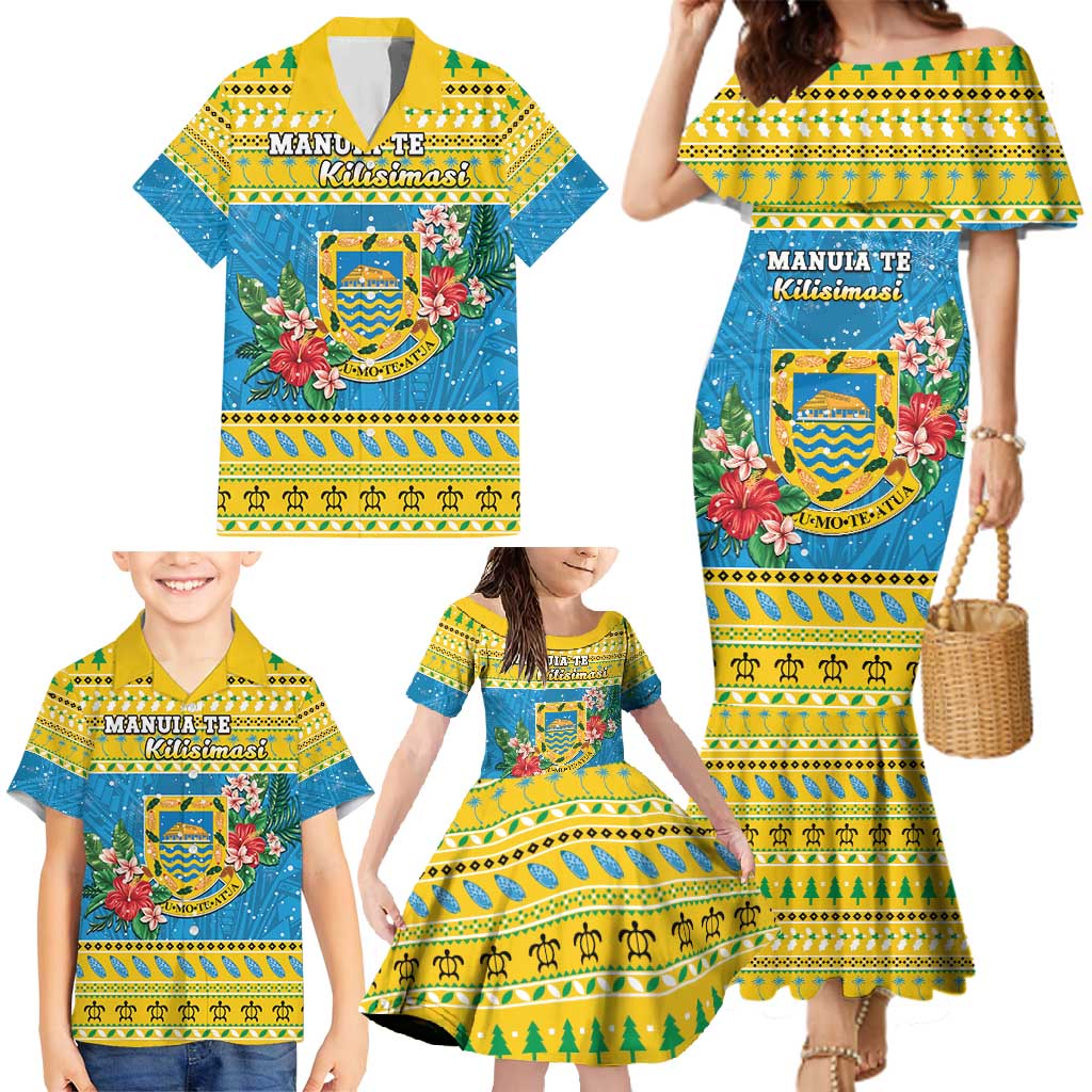 Tuvalu Christmas Family Matching Mermaid Dress and Hawaiian Shirt Coat Of Arms Manuia Te Kilisimasi LT05 - Polynesian Pride