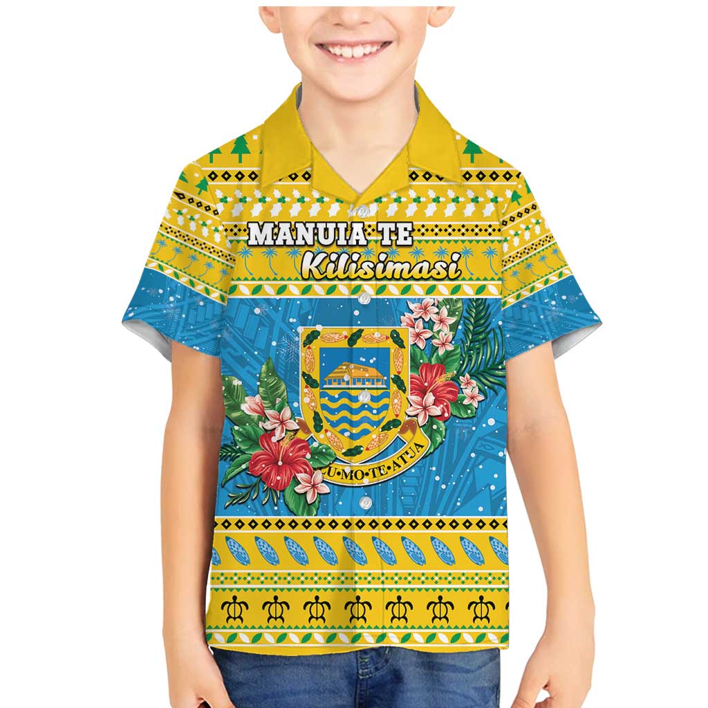 Tuvalu Christmas Family Matching Mermaid Dress and Hawaiian Shirt Coat Of Arms Manuia Te Kilisimasi LT05 Son's Shirt Yellow - Polynesian Pride