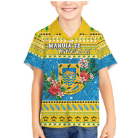Tuvalu Christmas Family Matching Mermaid Dress and Hawaiian Shirt Coat Of Arms Manuia Te Kilisimasi LT05 Son's Shirt Yellow - Polynesian Pride