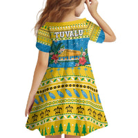 Tuvalu Christmas Family Matching Off The Shoulder Long Sleeve Dress and Hawaiian Shirt Coat Of Arms Manuia Te Kilisimasi LT05 - Polynesian Pride
