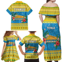 Tuvalu Christmas Family Matching Off Shoulder Maxi Dress and Hawaiian Shirt Coat Of Arms Manuia Te Kilisimasi LT05 - Polynesian Pride