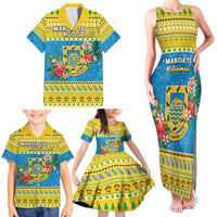 Tuvalu Christmas Family Matching Tank Maxi Dress and Hawaiian Shirt Coat Of Arms Manuia Te Kilisimasi LT05 - Polynesian Pride