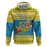 Tuvalu Christmas Hoodie Coat Of Arms Manuia Te Kilisimasi LT05 Pullover Hoodie Yellow - Polynesian Pride
