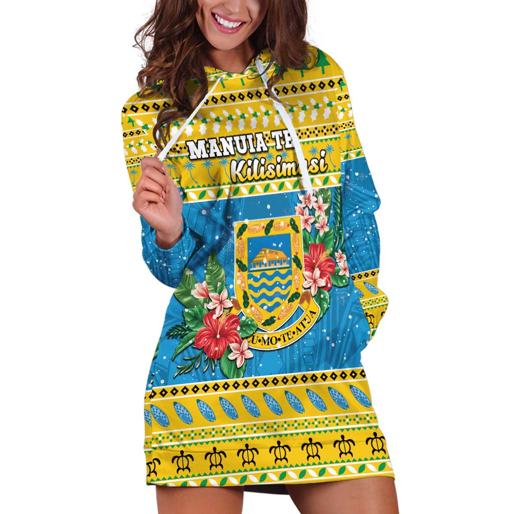 Tuvalu Christmas Hoodie Dress Coat Of Arms Manuia Te Kilisimasi LT05 Yellow - Polynesian Pride