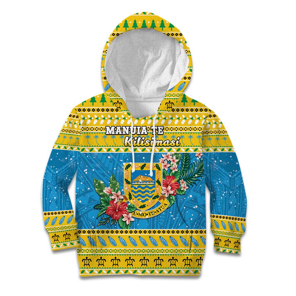 Tuvalu Christmas Kid Hoodie Coat Of Arms Manuia Te Kilisimasi LT05 Hoodie Yellow - Polynesian Pride