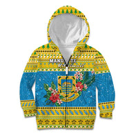 Tuvalu Christmas Kid Hoodie Coat Of Arms Manuia Te Kilisimasi LT05 Zip Hoodie Yellow - Polynesian Pride