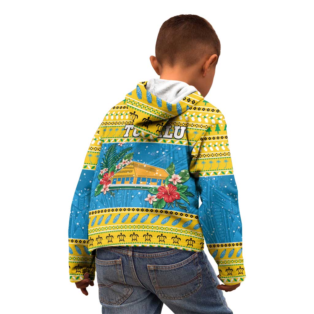 Tuvalu Christmas Kid Hoodie Coat Of Arms Manuia Te Kilisimasi LT05 - Polynesian Pride