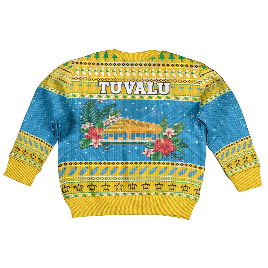 Tuvalu Christmas Kid Ugly Christmas Sweater Coat Of Arms Manuia Te Kilisimasi LT05 - Polynesian Pride