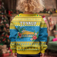 Tuvalu Christmas Kid Ugly Christmas Sweater Coat Of Arms Manuia Te Kilisimasi LT05 - Polynesian Pride