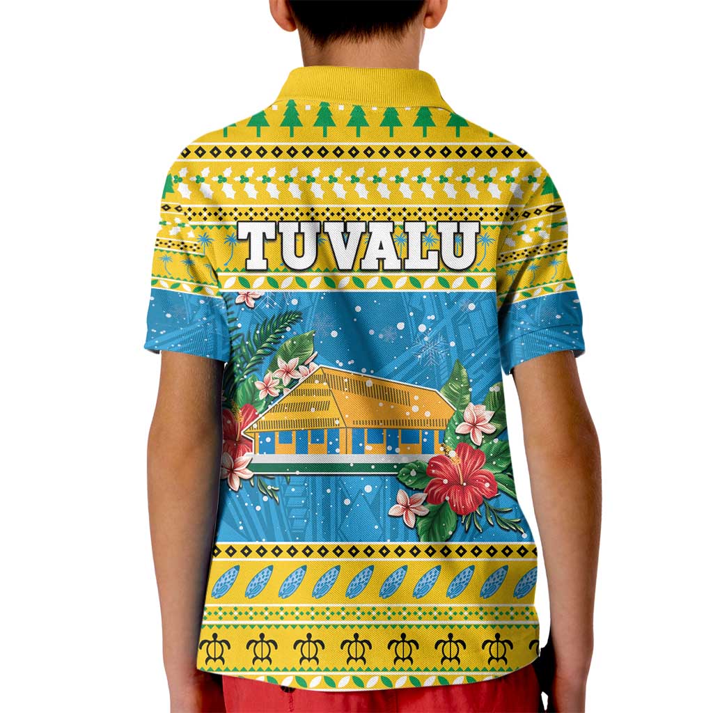 Tuvalu Christmas Kid Polo Shirt Coat Of Arms Manuia Te Kilisimasi LT05 - Polynesian Pride