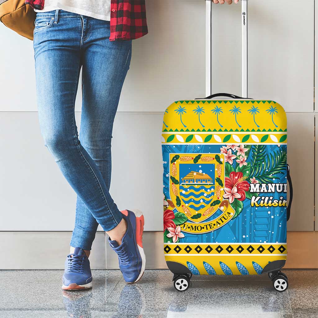 Tuvalu Christmas Luggage Cover Coat Of Arms Manuia Te Kilisimasi LT05 - Polynesian Pride