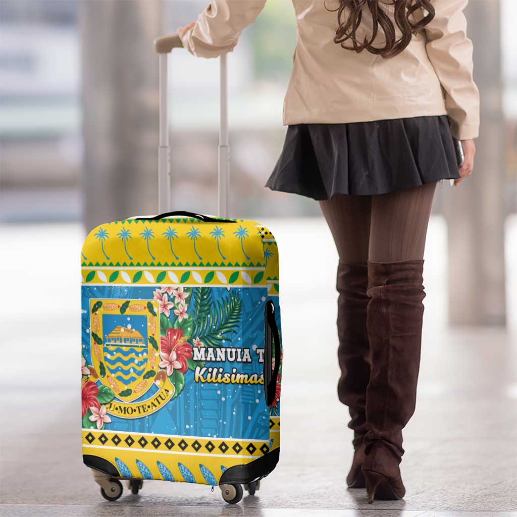 Tuvalu Christmas Luggage Cover Coat Of Arms Manuia Te Kilisimasi LT05 - Polynesian Pride