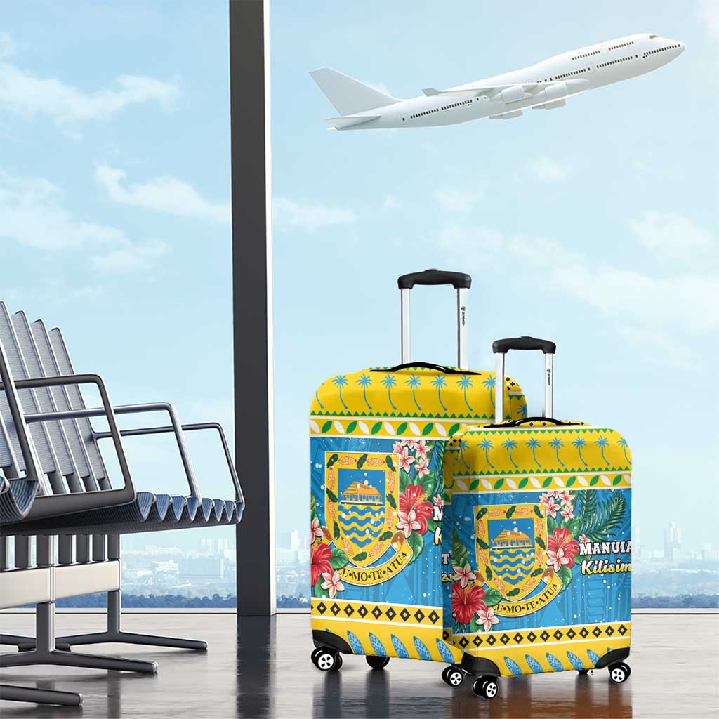 Tuvalu Christmas Luggage Cover Coat Of Arms Manuia Te Kilisimasi LT05 - Polynesian Pride