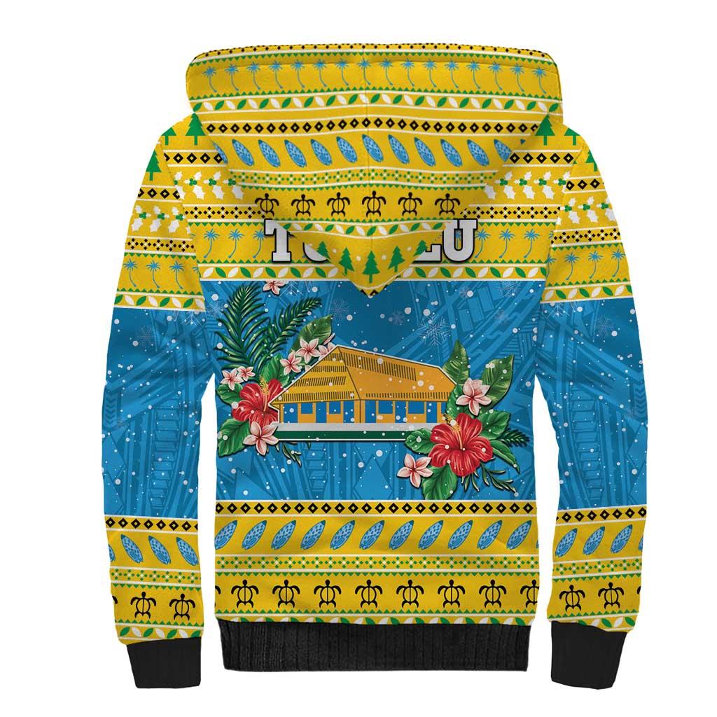 Tuvalu Christmas Sherpa Hoodie Coat Of Arms Manuia Te Kilisimasi LT05 - Polynesian Pride