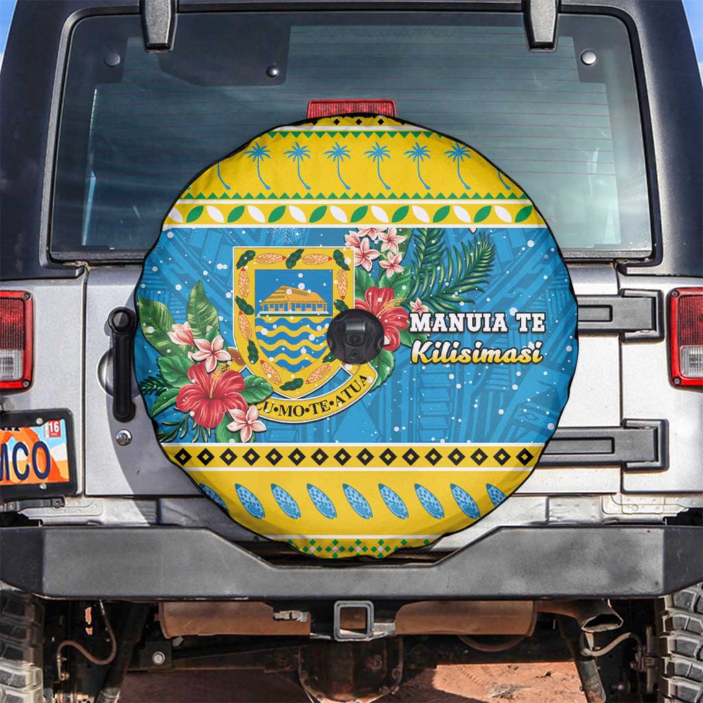 Tuvalu Christmas Spare Tire Cover Coat Of Arms Manuia Te Kilisimasi LT05 Yellow - Polynesian Pride