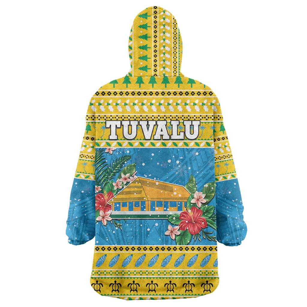 Tuvalu Christmas Wearable Blanket Hoodie Coat Of Arms Manuia Te Kilisimasi LT05 - Polynesian Pride